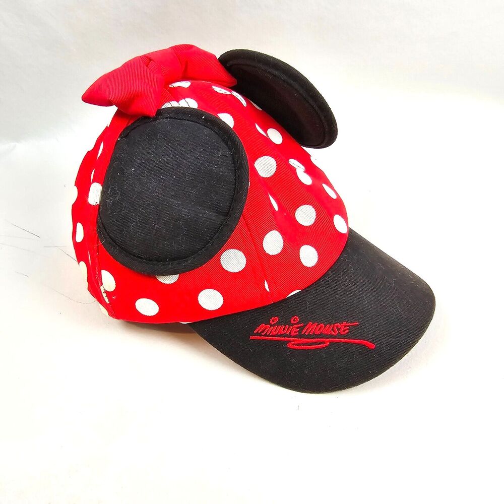 Minnie Mouse Polka Dot Ears Snapback Hat Cap Disney Parks World Girl Red Youth
